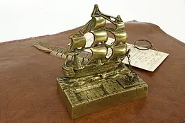 Brass Antique Clipper Ship Inkwell & Penholder #37854