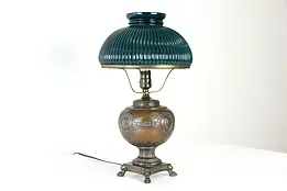 Victorian Antique Classical Design Lamp, Green Glass Shade #37127