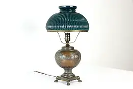 Victorian Antique Classical Design Lamp, Green Glass Shade #37127