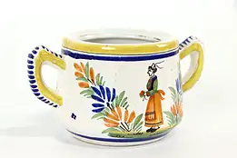 Henriot Quimper Signed Sugar Bowl, Hand Painted Brittany, France #37355