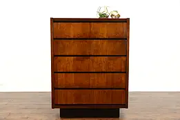 Midcentury Modern Vintage Walnut & Burl Tall Chest, Lane #38158