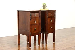 Pair of Antique 1920 Matched Walnut Nightstands or End Tables #38220