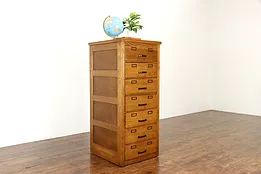 Oak Vintage 7 Drawer Library or Office File Cabinet, U.S. Army Air Force #38248