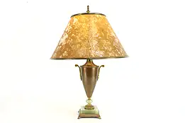 Classical Antique Onyx & Brass Urn Shape Lamp, Mica Shade #38135