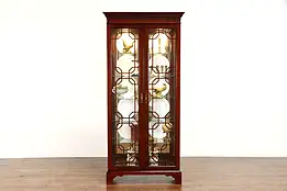 Cherry Vintage Curio, Display, China Cabinet, Lit Interior, Signed Jasper #38620