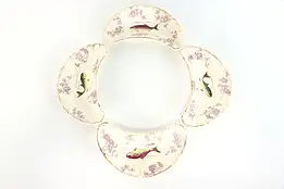 Bone Dish 4 Piece Antique Porcelain Fish Plates Crescent Trays, Germany #38648