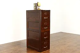 Oak Quarter Sawn Antique 4 Drawer Office File Cabinet, Wagemaker #34281