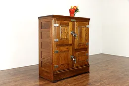 Oak Antique Farmhouse Kitchen Pantry Ice Box, Bar Cabinet Invincible MN #37111