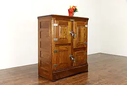 Oak Antique Farmhouse Kitchen Pantry Ice Box, Bar Cabinet Invincible MN #37111