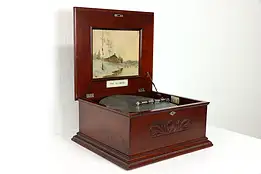 Victorian Olympia Antique Mahogany Music Box, 2 Disks #38537