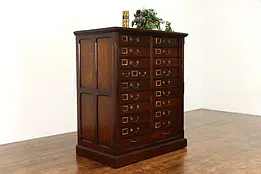 Victorian Antique Oak 20 Drawer Office File or Collector Cabinet #38612