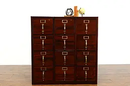Triple Office or Library 12 Drawer Antique File Cabinet #34109