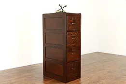 Oak Quarter Sawn Antique 4 Drawer Office File Cabinet, Library Bureau #34273