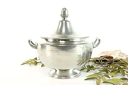 Pewter Vintage Sauce or Soup Tureen Centerpiece Handles, Lid, Woodbury #38787