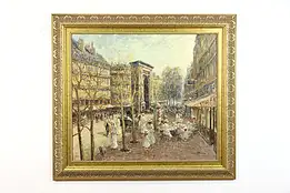 Paris Street Scene Original Vintage Oil Painting, Jurgen Gunter 40" #38817