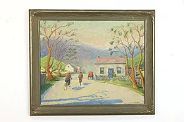 Bicycles in Scandinavia Village Original Oil Painting, Kirby, 33" #38818