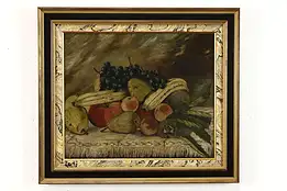 Fruit Still Life Original Vintage Oil Painting, Dollie Neill 24.5" #38666