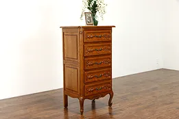 Oak Country French Farmhouse Hand Carved Lingerie Chest, Nightstand #38719