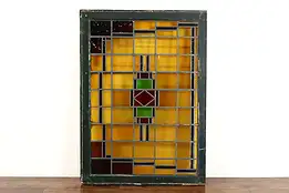 Craftsman Antique Architectural Salvage Leaded Stained Glass Window 44.5" #38956