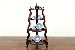 Victorian Antique Carved Walnut Etagere What Not Corner Curio Shelf #39129