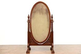 Georgian Antique Swivel Cheval Dressing Mirror, Carved Lion Paws #38632