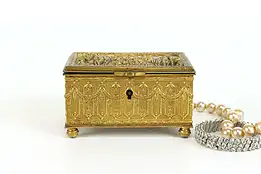 French Antique Repoussé Bronze Trinket Box or Jewelry Chest, Ovington NY #38906