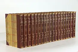 Set of 19 Swedish Gold Tooled Leatherbound Vintage Encyclopedia Books #37140