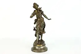 Art Nouveau Antique Spelter Sculpture of Woman With Birds, Moreau #38372