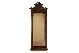 Victorian Antique Walnut Burl & Ebony Scandinavian Wall or Hall Mirror #39133