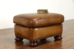 Traditional Leather Vintage Ottoman, Stool or Bench, Secret Compartment #39367