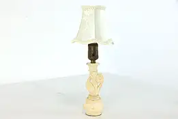 Carved Alabaster Antique Boudoir Lamp, Silk Shade #39444