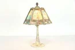 Art Nouveau Antique Boudoir or Desk Lamp with Stained Glass Shade #39457