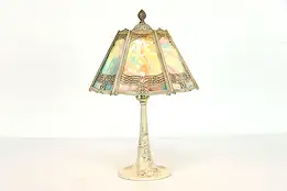 Art Nouveau Antique Boudoir or Desk Lamp with Stained Glass Shade #39457