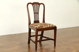 Georgian Antique 1780 English Mahogany Desk or Dining Chair, Needlepoint #31847