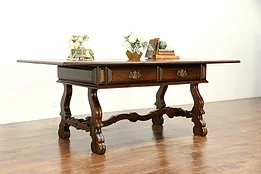 Italian Carved Rosewood Antique 1800's Dining, Library or Hall Table #30258