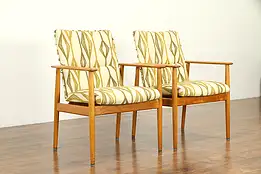 Pair Danish Midcentury Modern Vintage Teak Chairs, Sibast, New Upholstery #29731