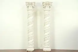 Pair Baroque Antique Stucco Spiral Columns, Antique Architectural Salvage #29165