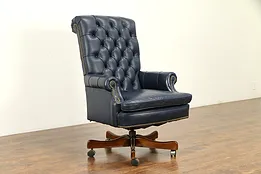 Leather Swivel Adjustable Tufted Leather Vintage Desk Chair #31839