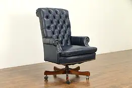 Leather Swivel Adjustable Tufted Leather Vintage Desk Chair #31839