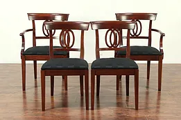 Set of 4 Vintage Dining or Game Chairs, New Upholstery, Signed Drexel #28906