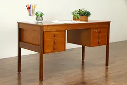 Teak Danish Mid Century Modern Vintage Library Desk, Domino #31690