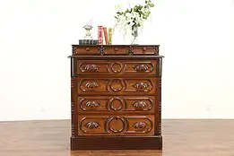 Victorian Antique Carved Walnut & Chestnut Dresser or Chest #30582