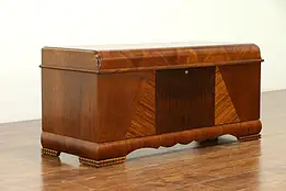 Waterfall Art Deco 1940 Vintage Cedar Lined Blanket Chest, Signed Lane #30703