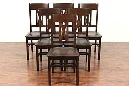 Set of 6 Arts and Crafts Mission Oak Antique Craftsman Dining Chairs #29505