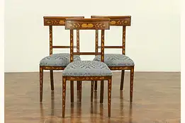 Dutch Antique Inlaid Marquetry Set of 3 Dining or Side Chairs #30725