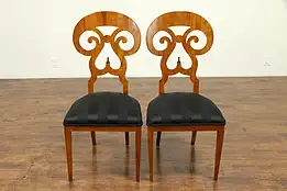 Pair of Vintage Italian Biedermeier or Empire Chairs, New Upholstery #31228