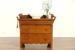 Victorian Antique Country Butternut Chest, Dresser, Commode, Sink Vanity #30494