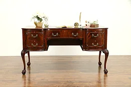 English Georgian Style Antique Carved Library Desk, Phillips of Bristol #30852
