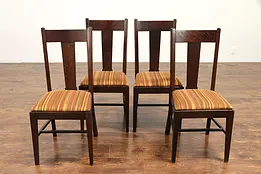Set 4 Arts & Crafts Mission Oak Antique Craftsman Dining Chairs Striped  #30569