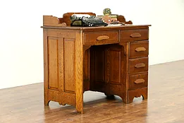 Victorian Antique 1890 Oak Schoolmaster Desk, Raised Panels, Gallery  #30287